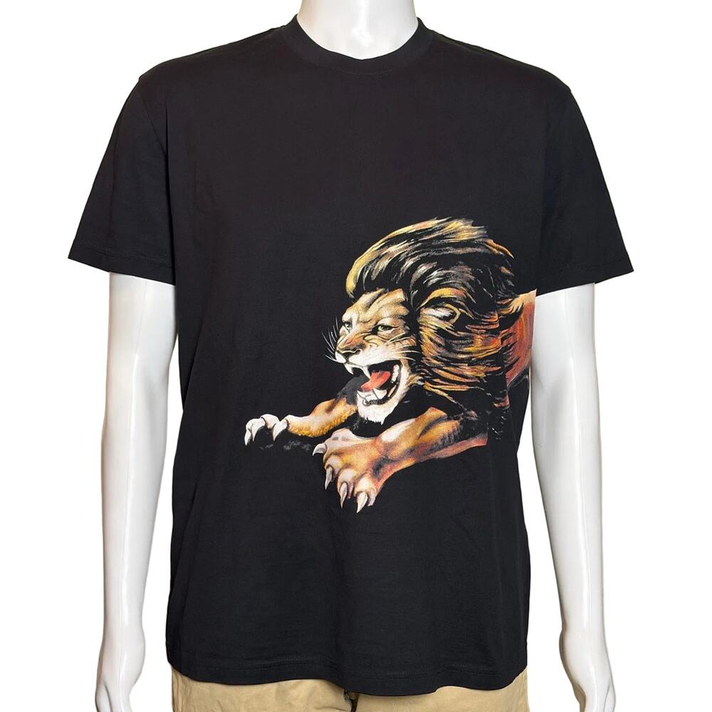 Givenchy Paris SS18 Lion Graphic Print Embroidery Logo T-Shirt Men's Small